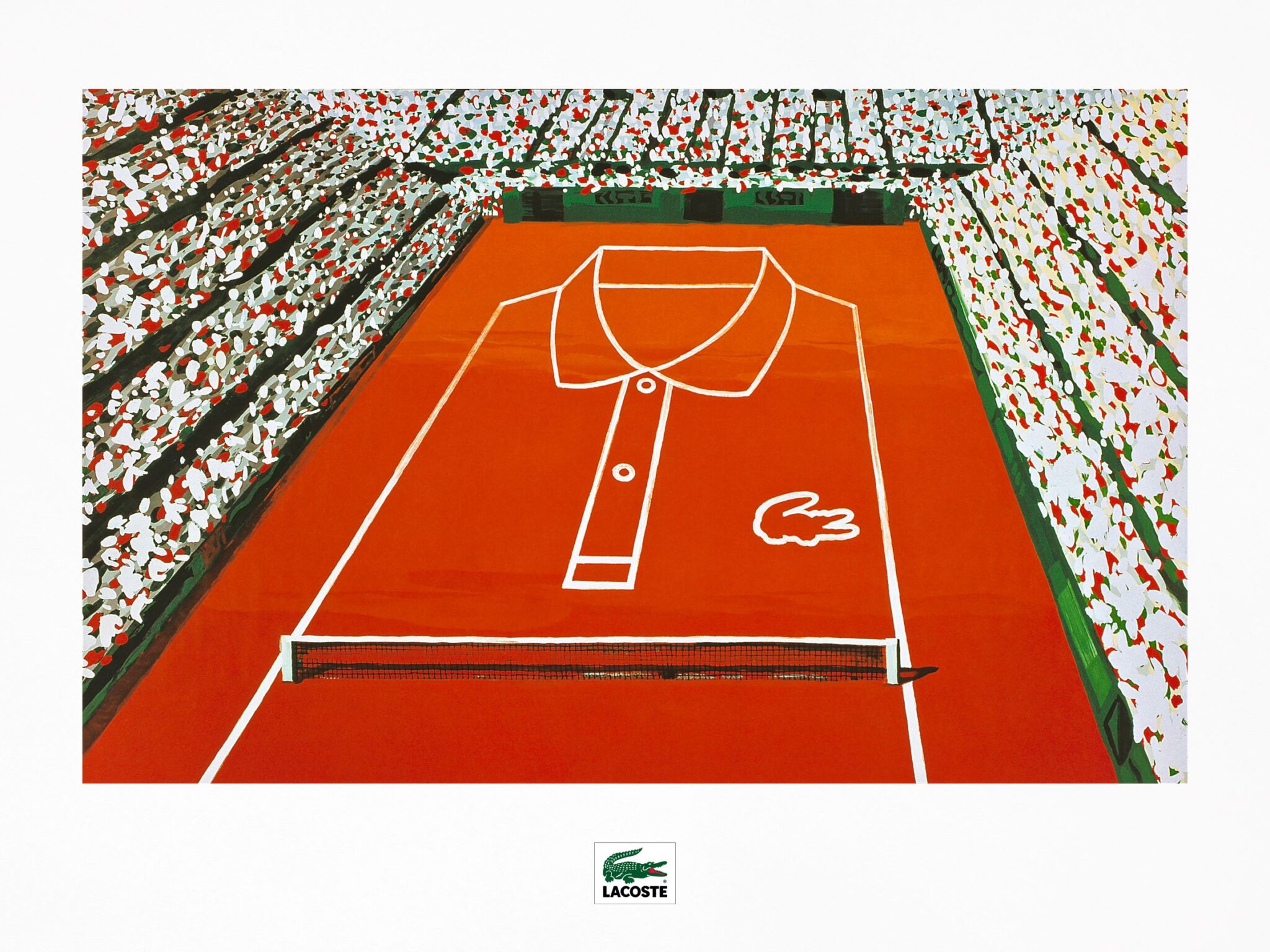 Illustration d'un terrain de tennis en forme de polo Lacoste