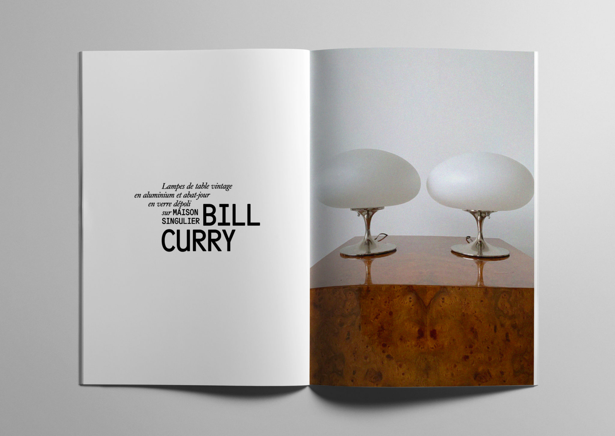 Lampes de table vintage en aluminium et abat-jour en verre dépoli par BILL CURRY sur MAISON SINGULIER